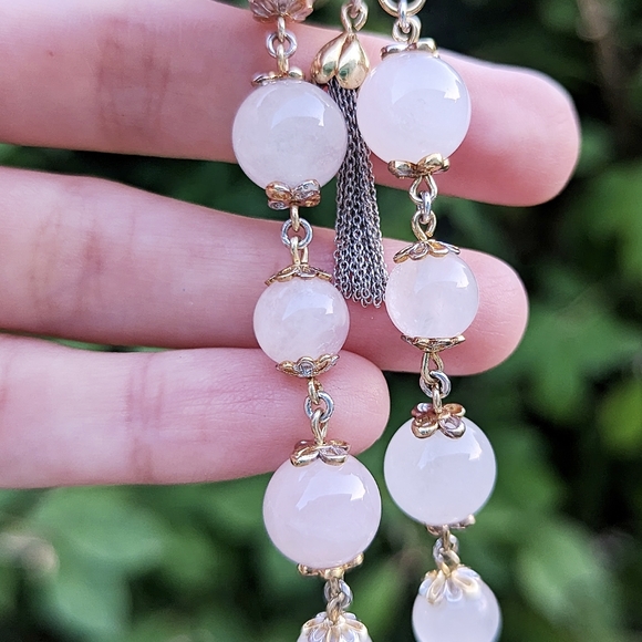 chapal zenray sterling silver gold two tone rose quartz bead bracelet 925 - Picture 4 of 10